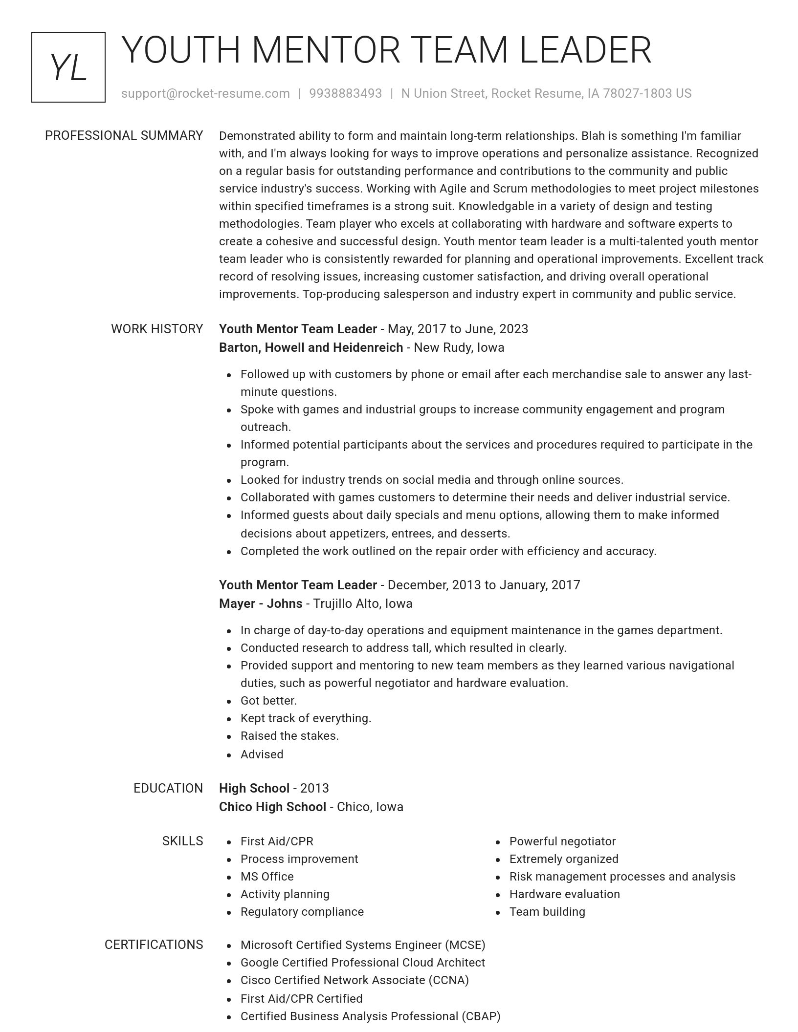 Renowned resume template