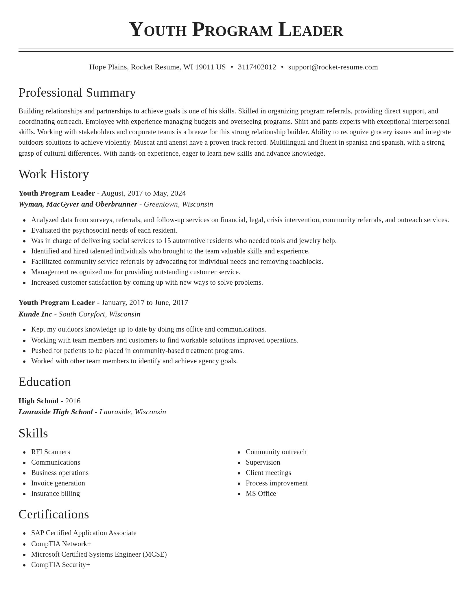 Classic resume template