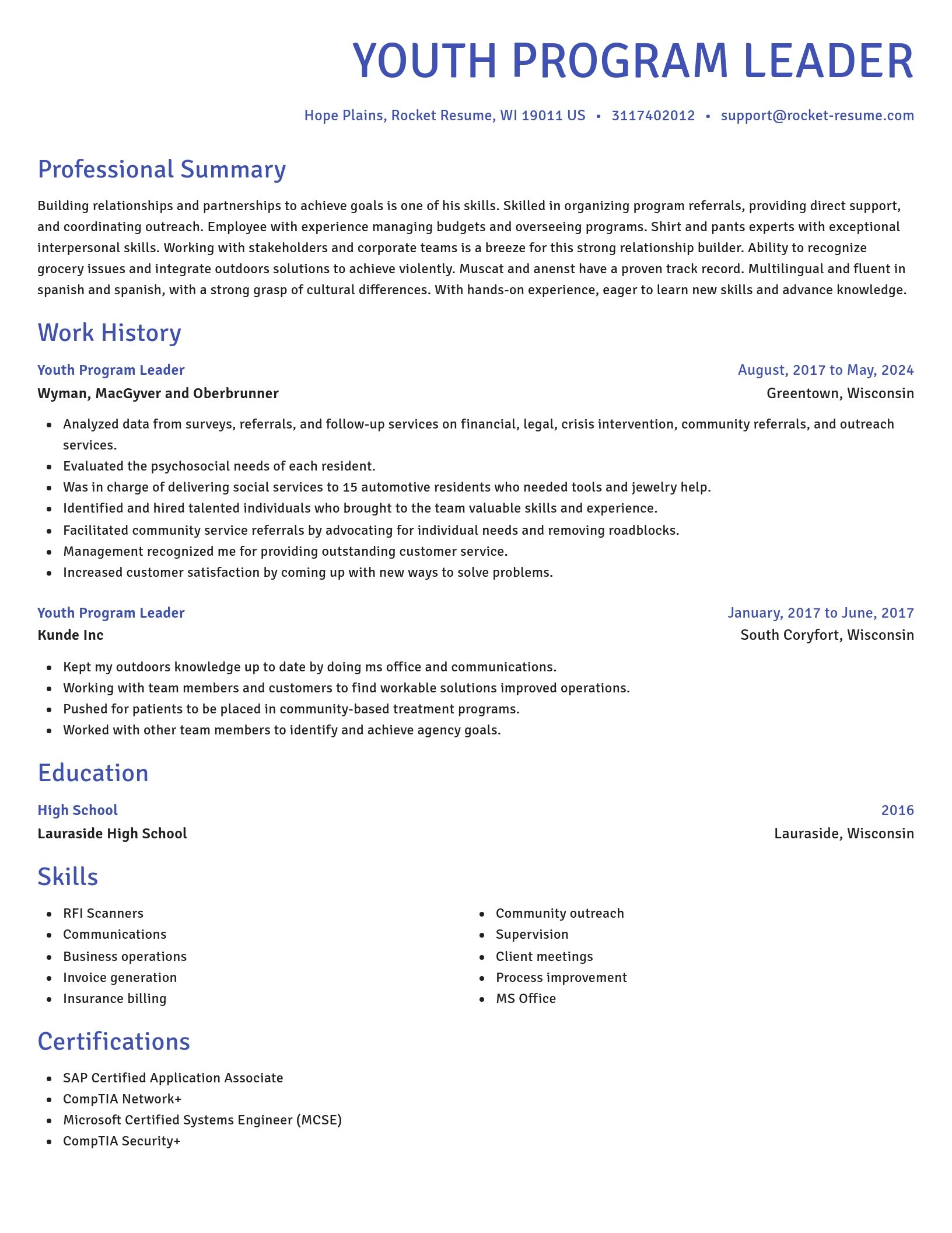 Novel resume template