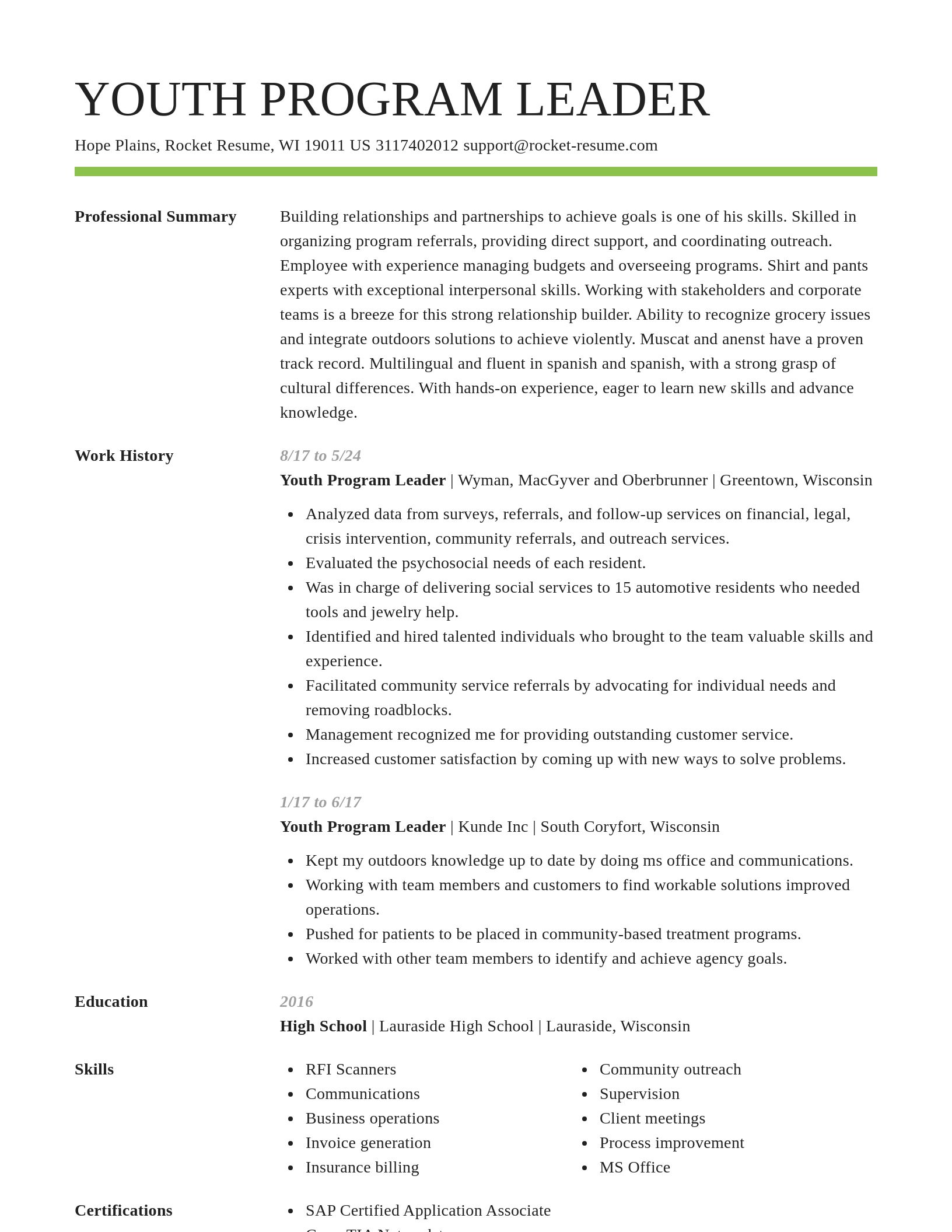 Smart resume template