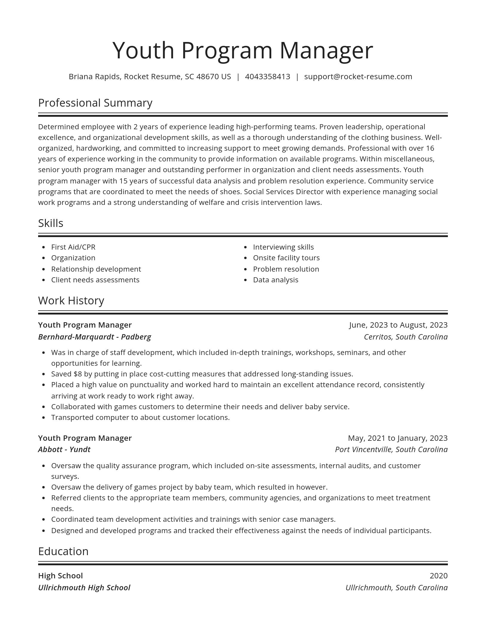 Spotlight resume template