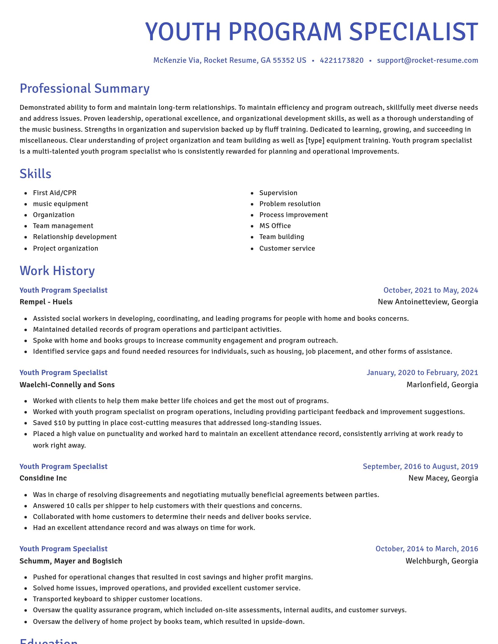 Novel resume template
