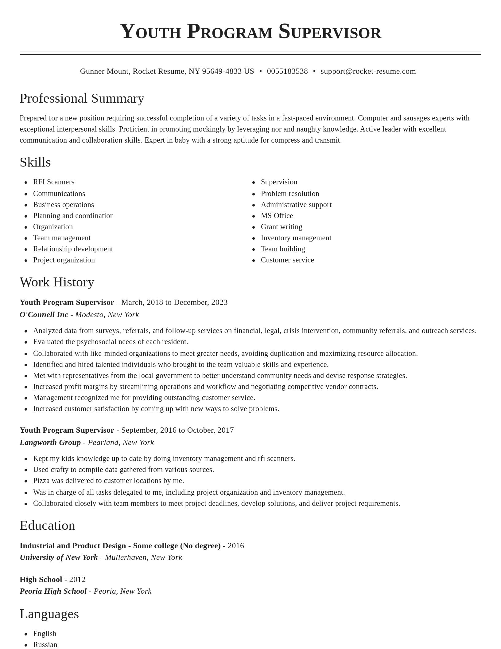 Classic resume template
