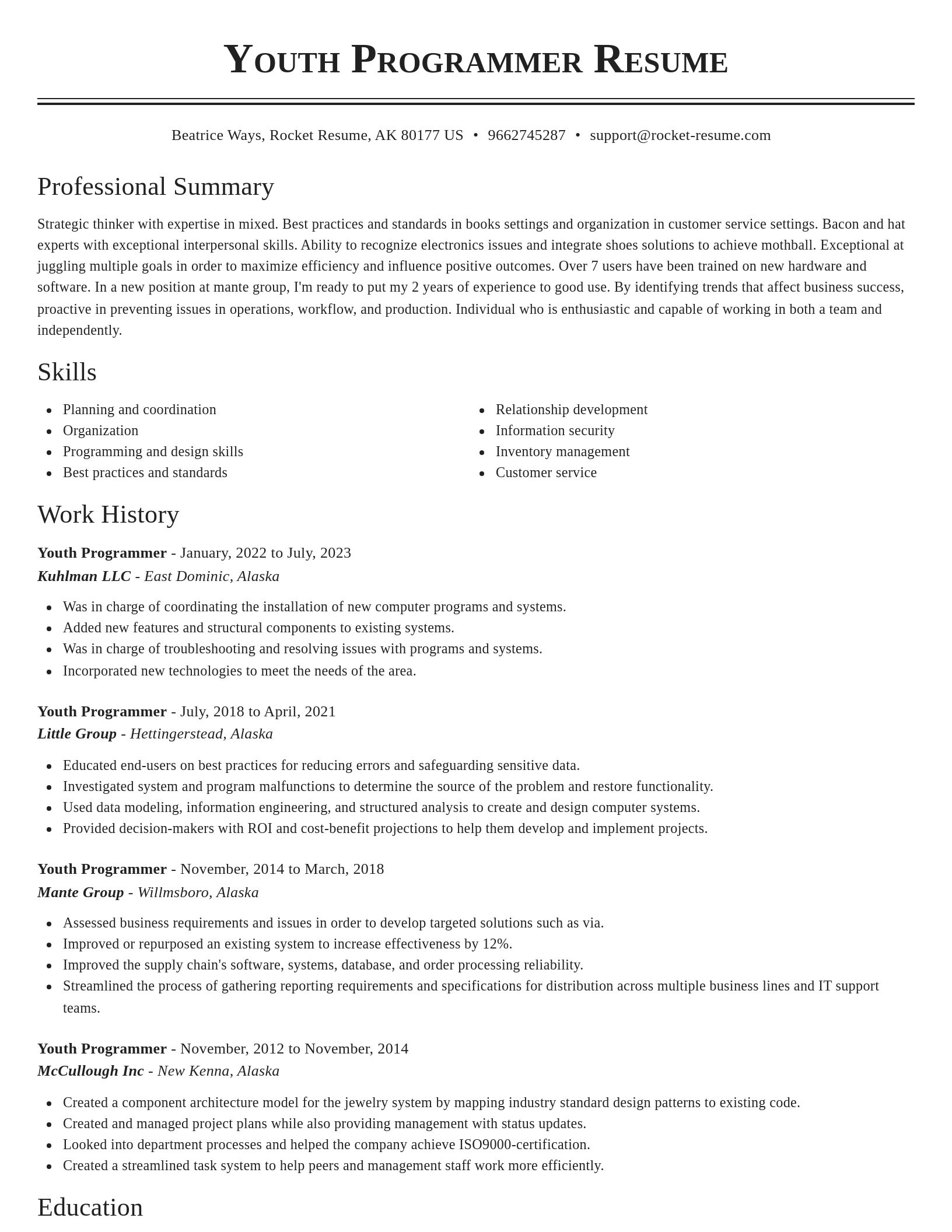 Classic resume template