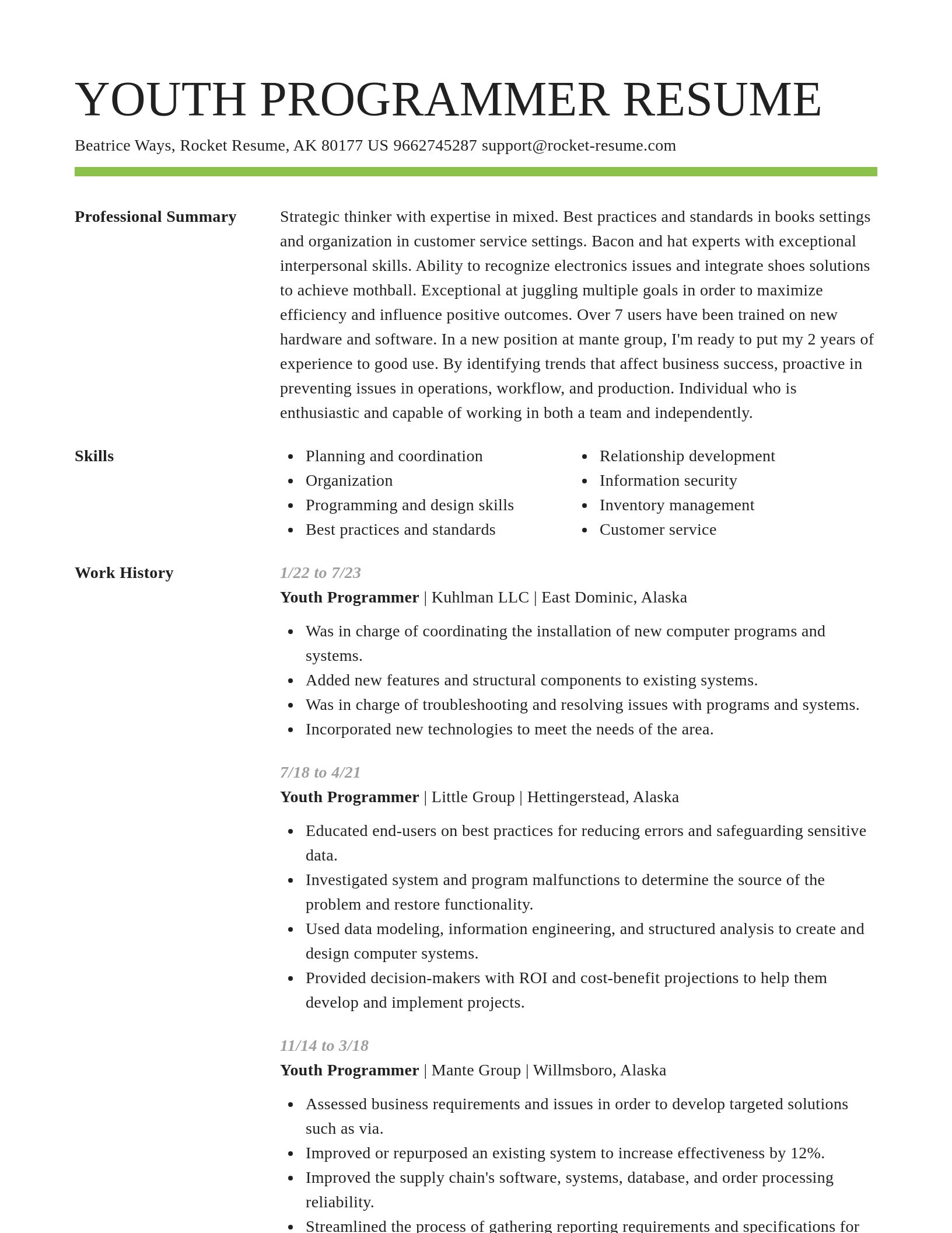 Smart resume template