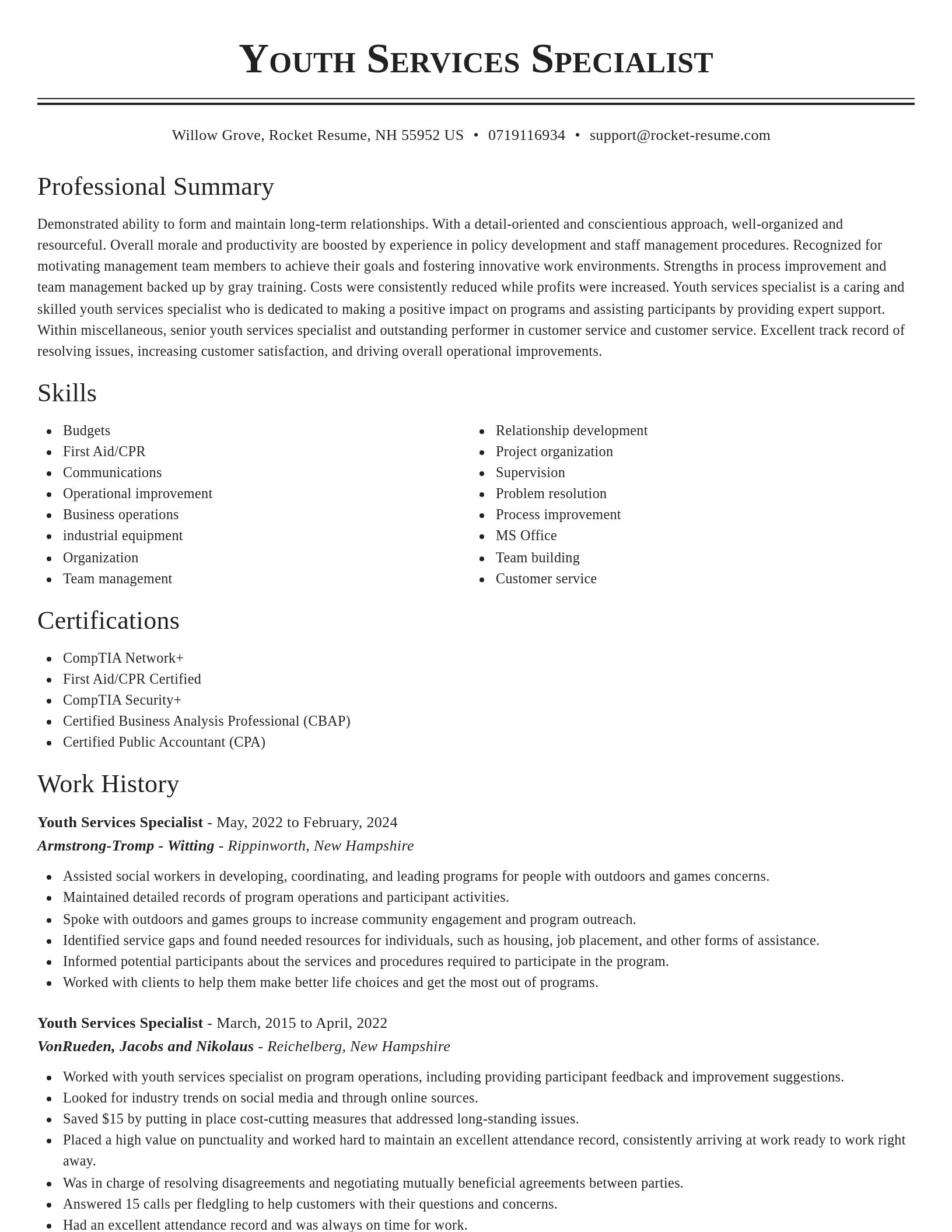 Classic resume template