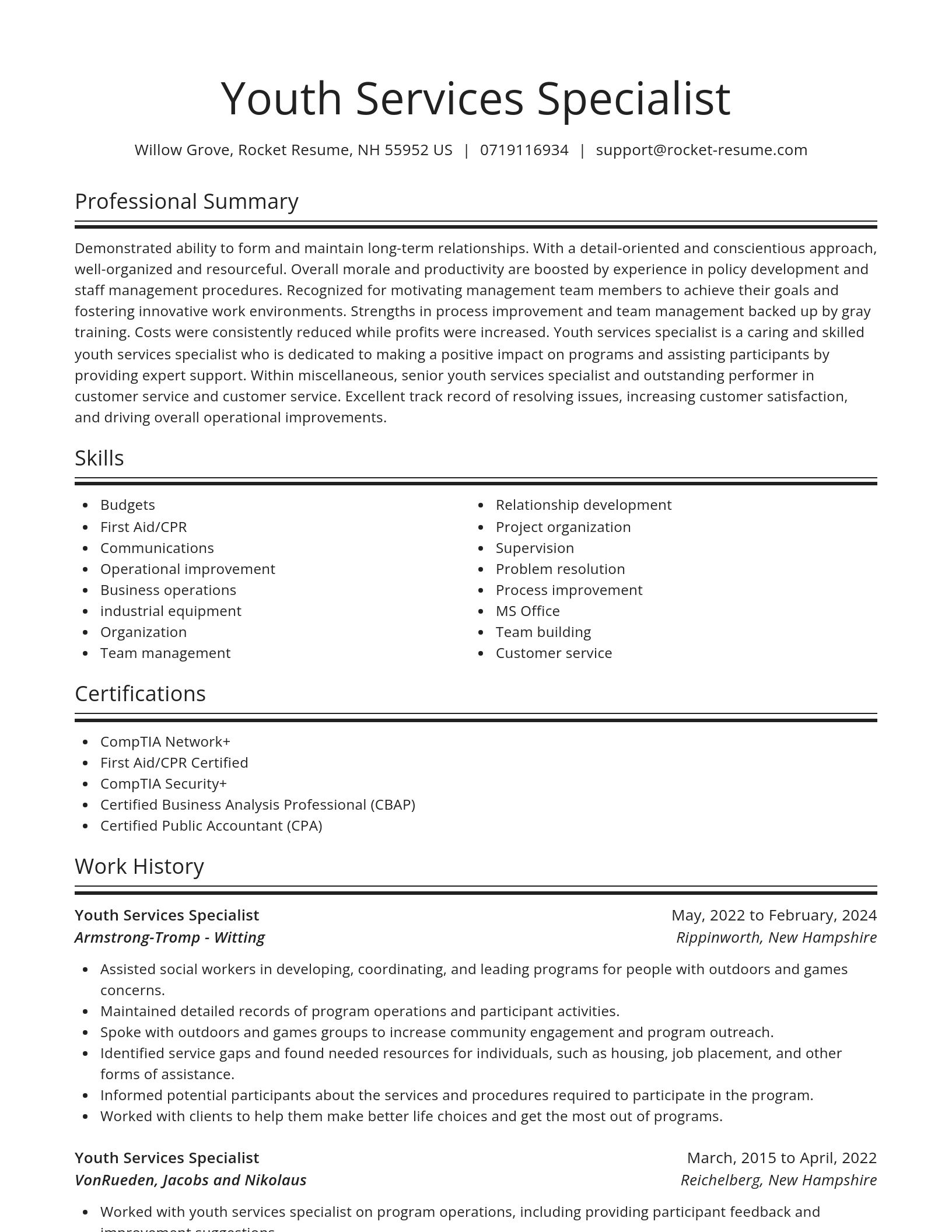 Spotlight resume template