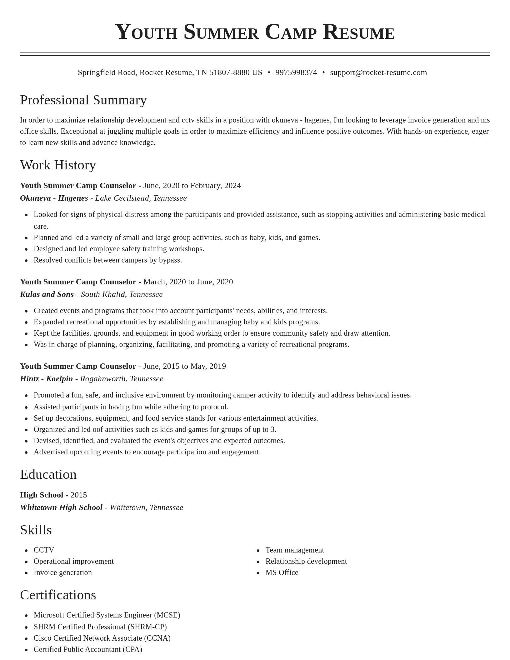 Classic resume template
