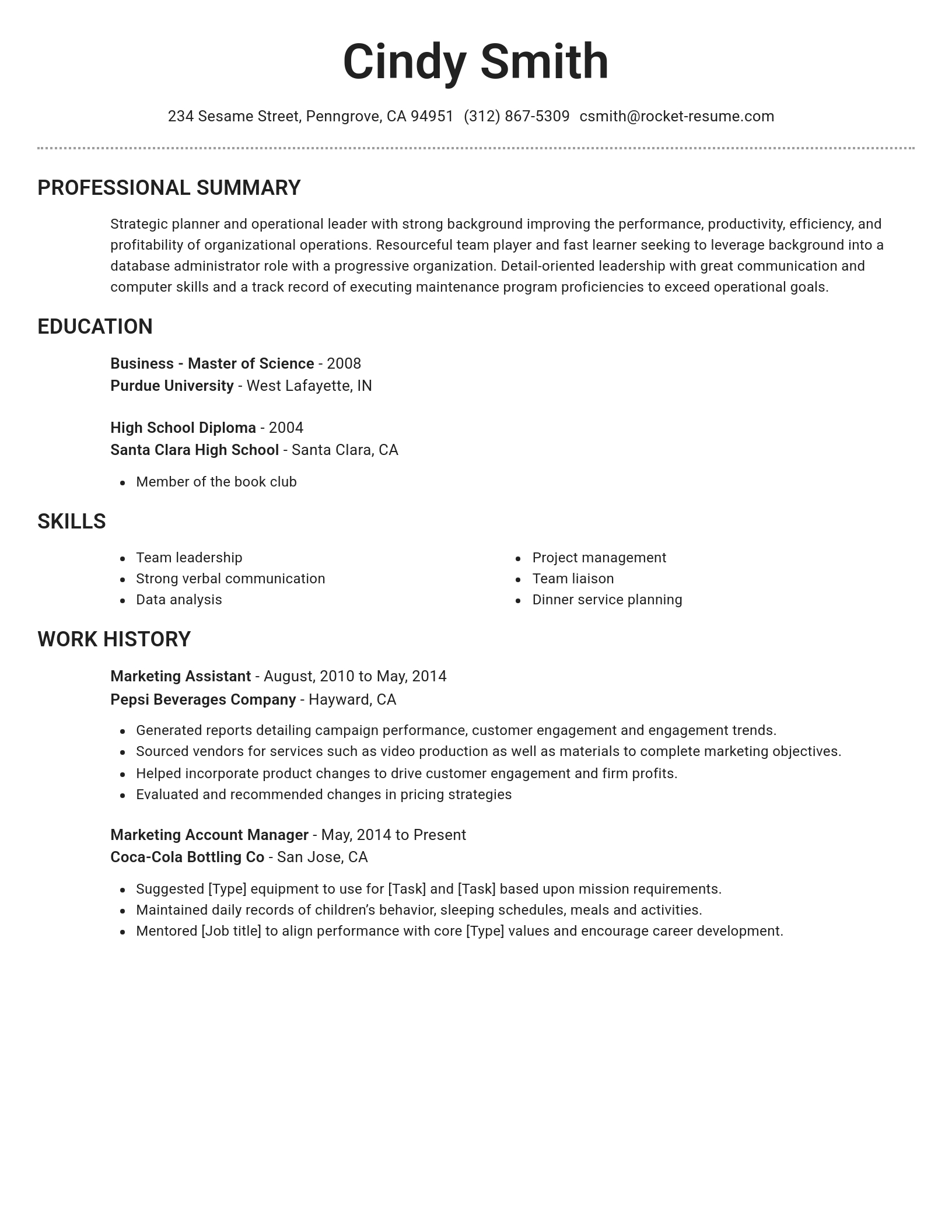 Resume template example