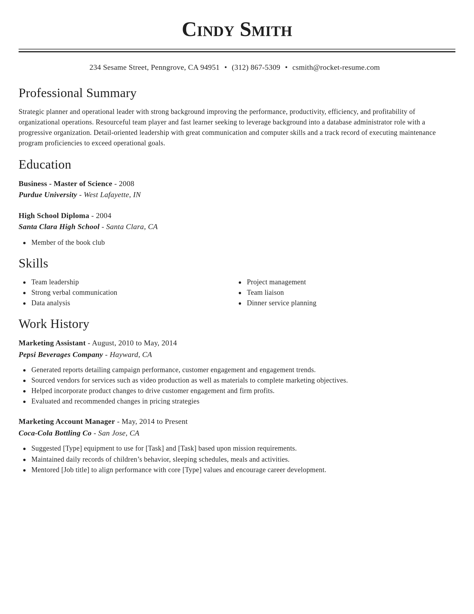 Resume template example