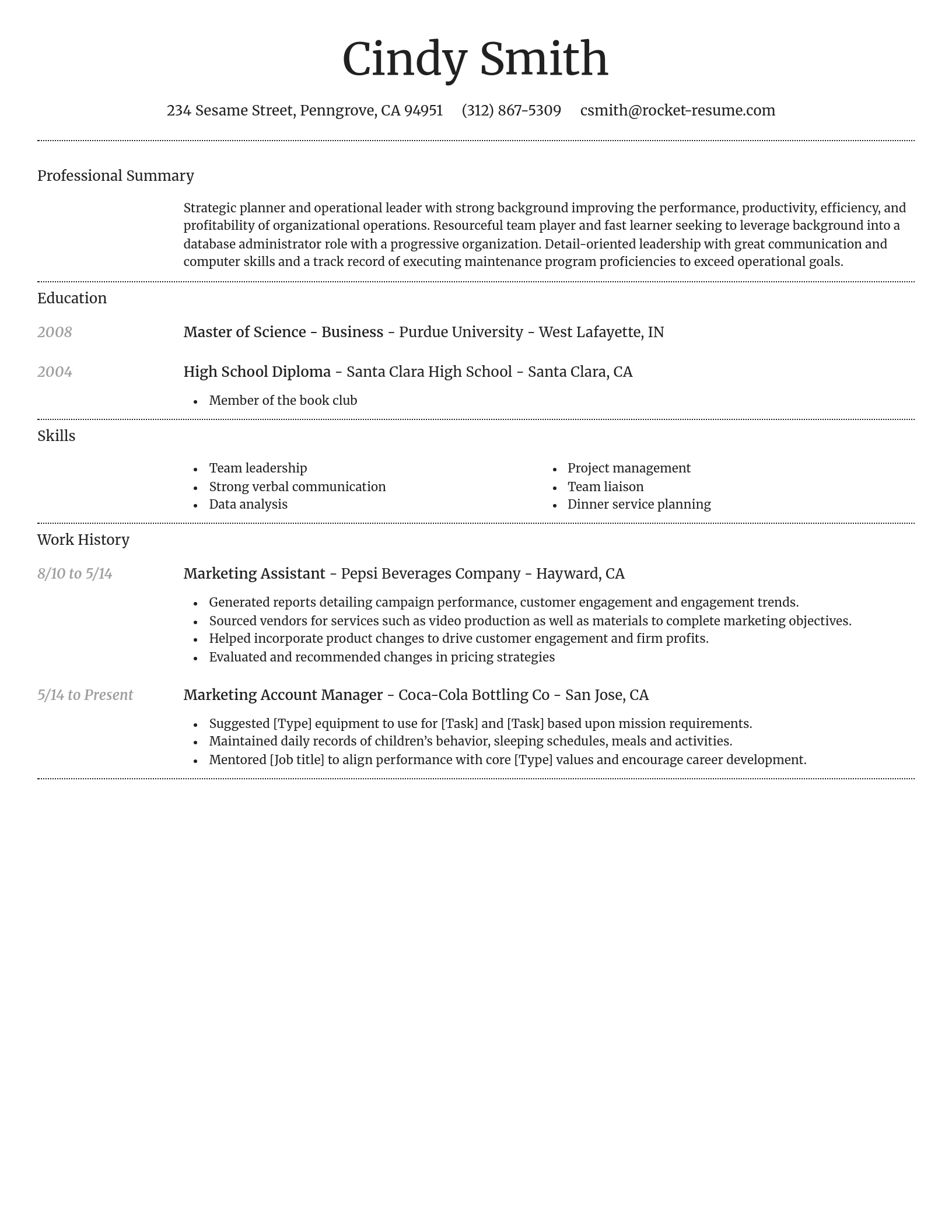 Resume template example