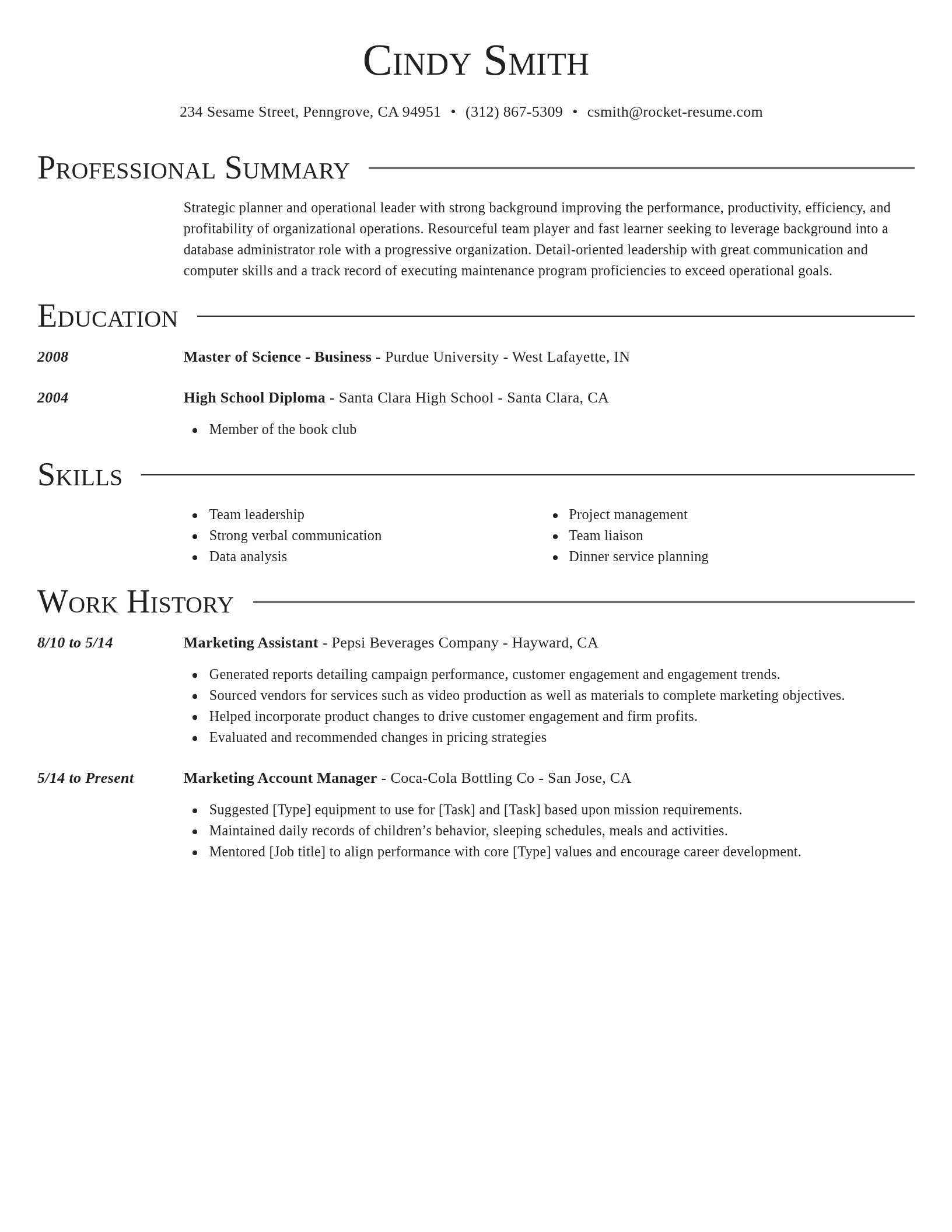Resume template example