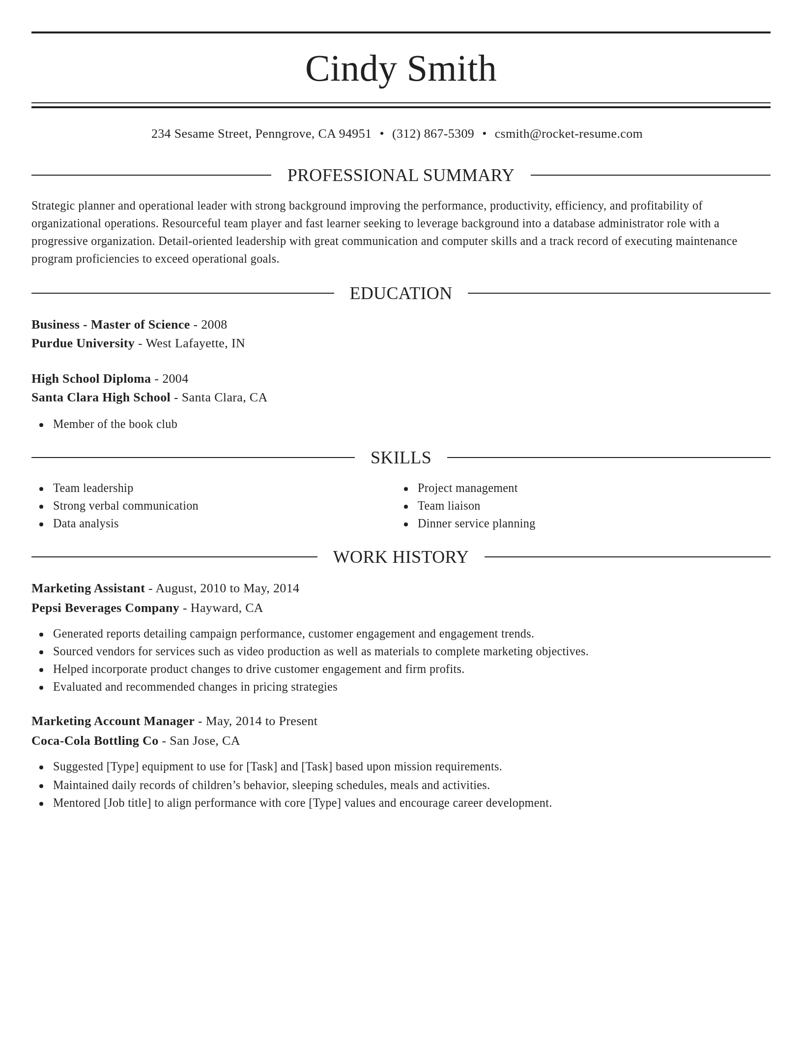 Resume template example