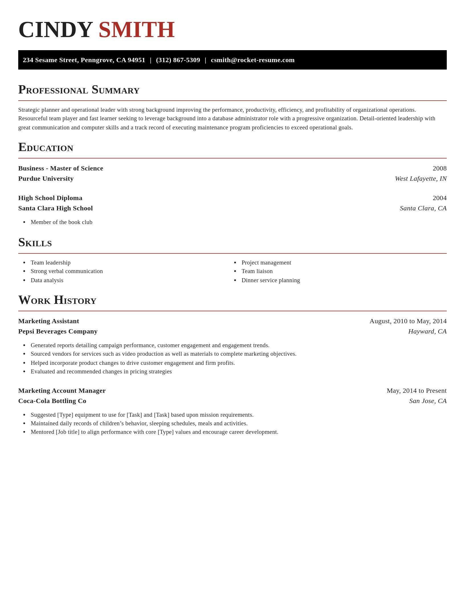 Resume template example