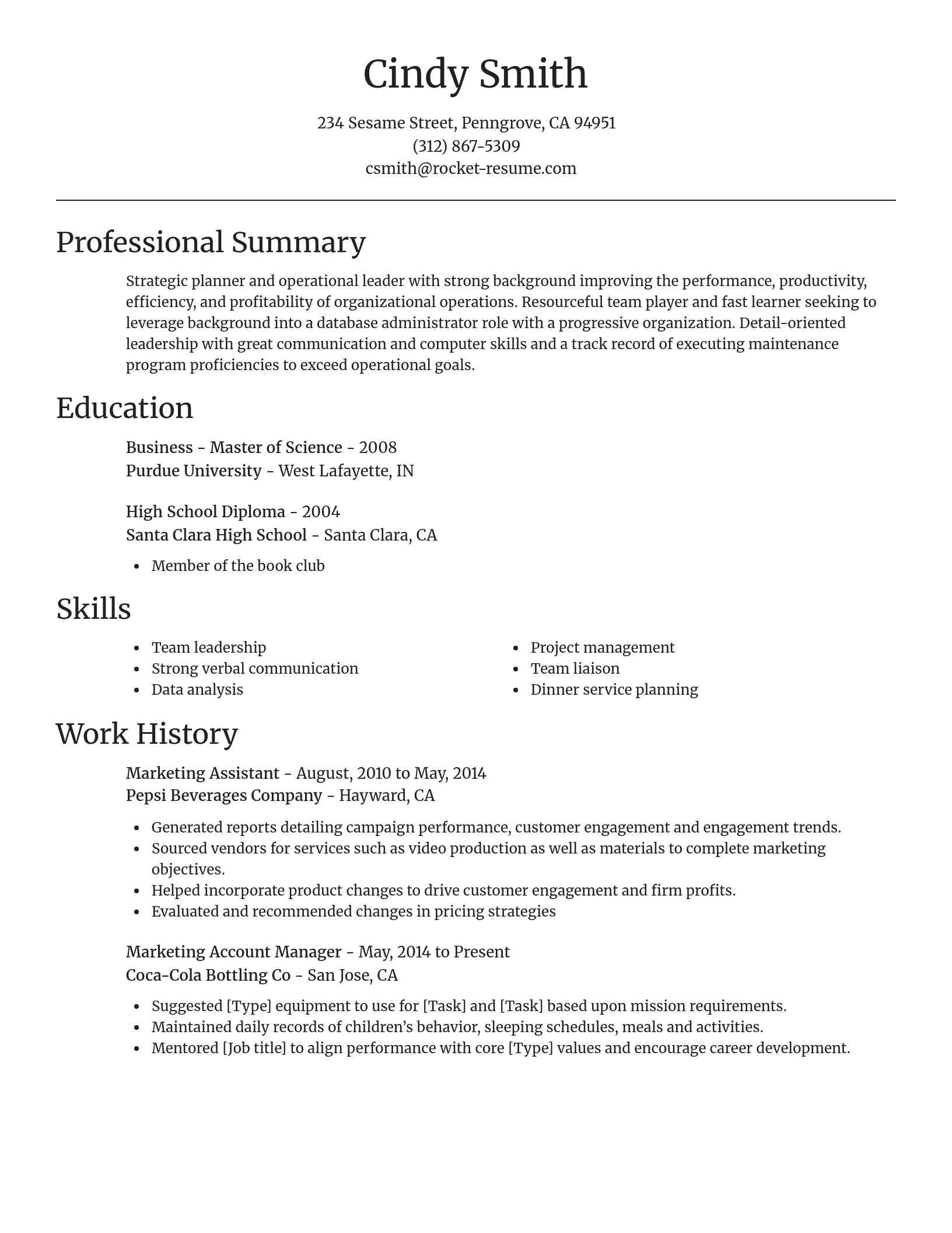 Resume template example