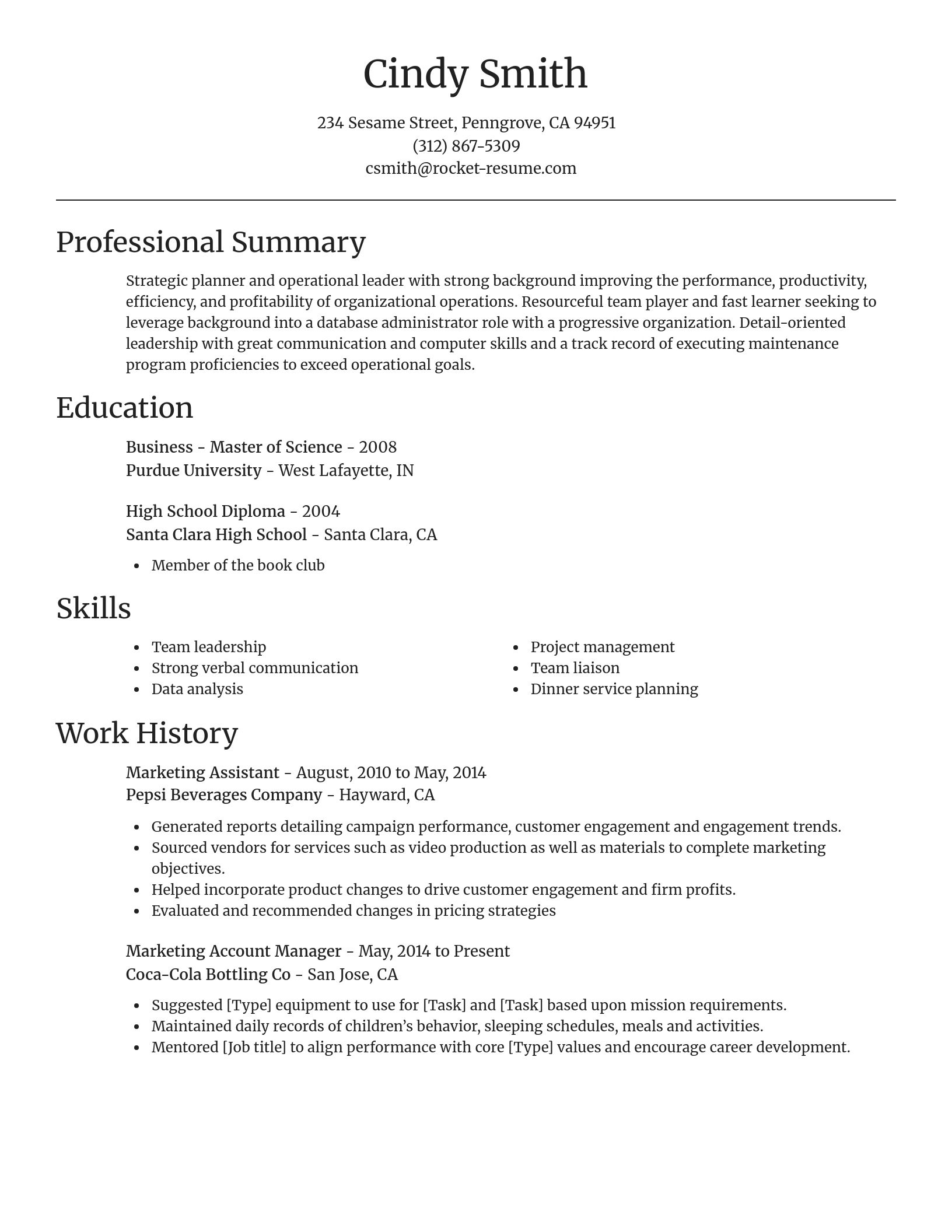 Resume template example