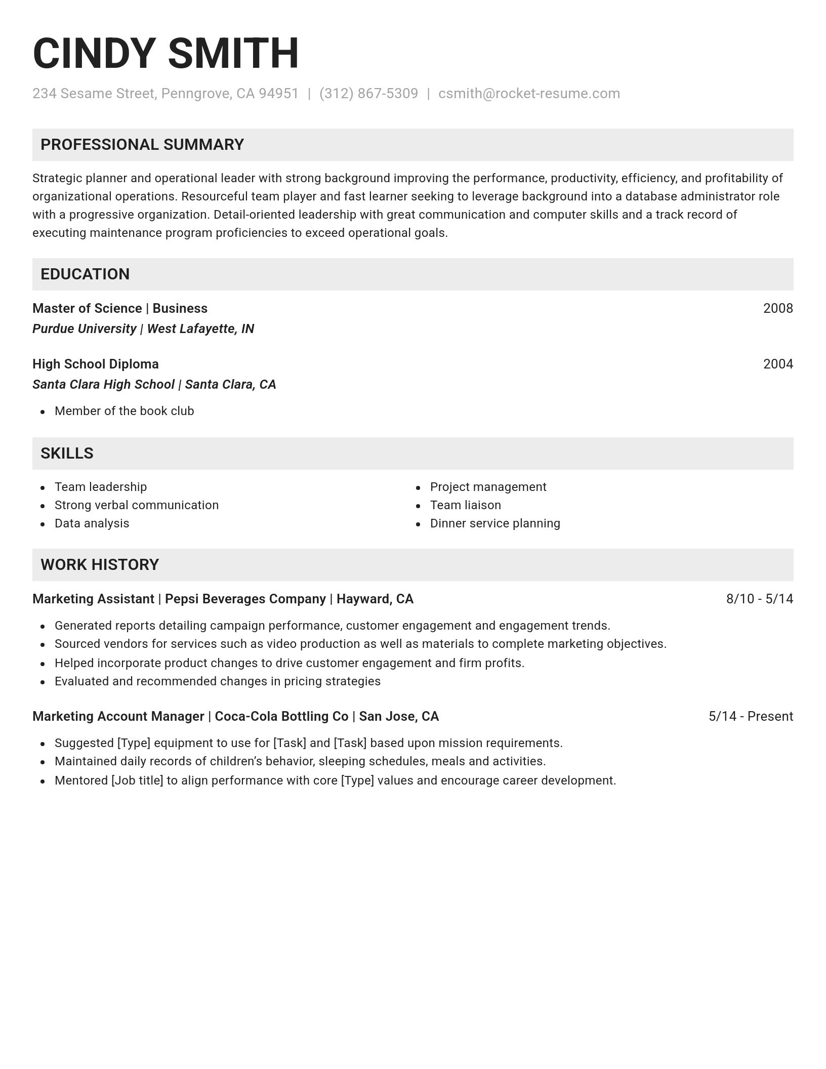 Resume template example