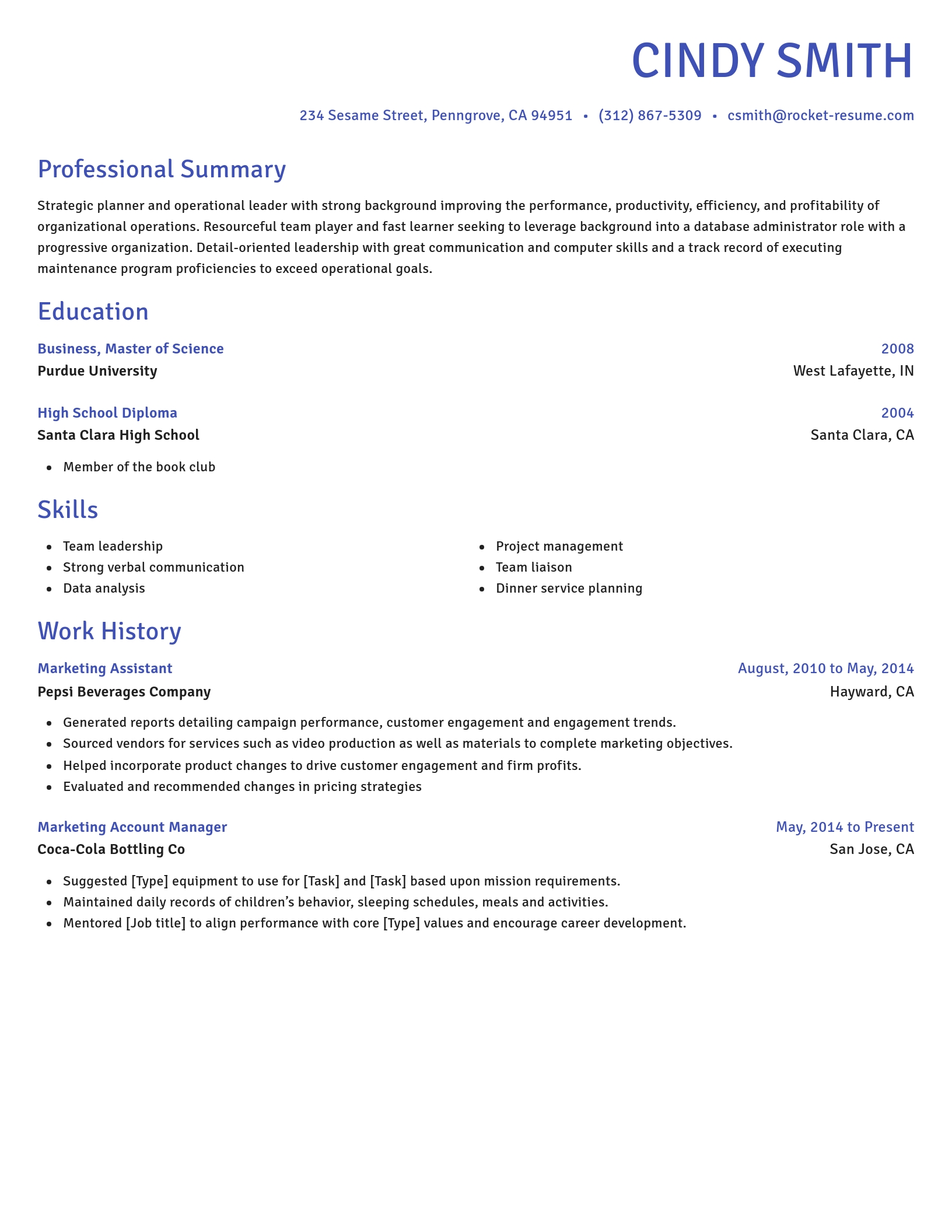 Resume template example