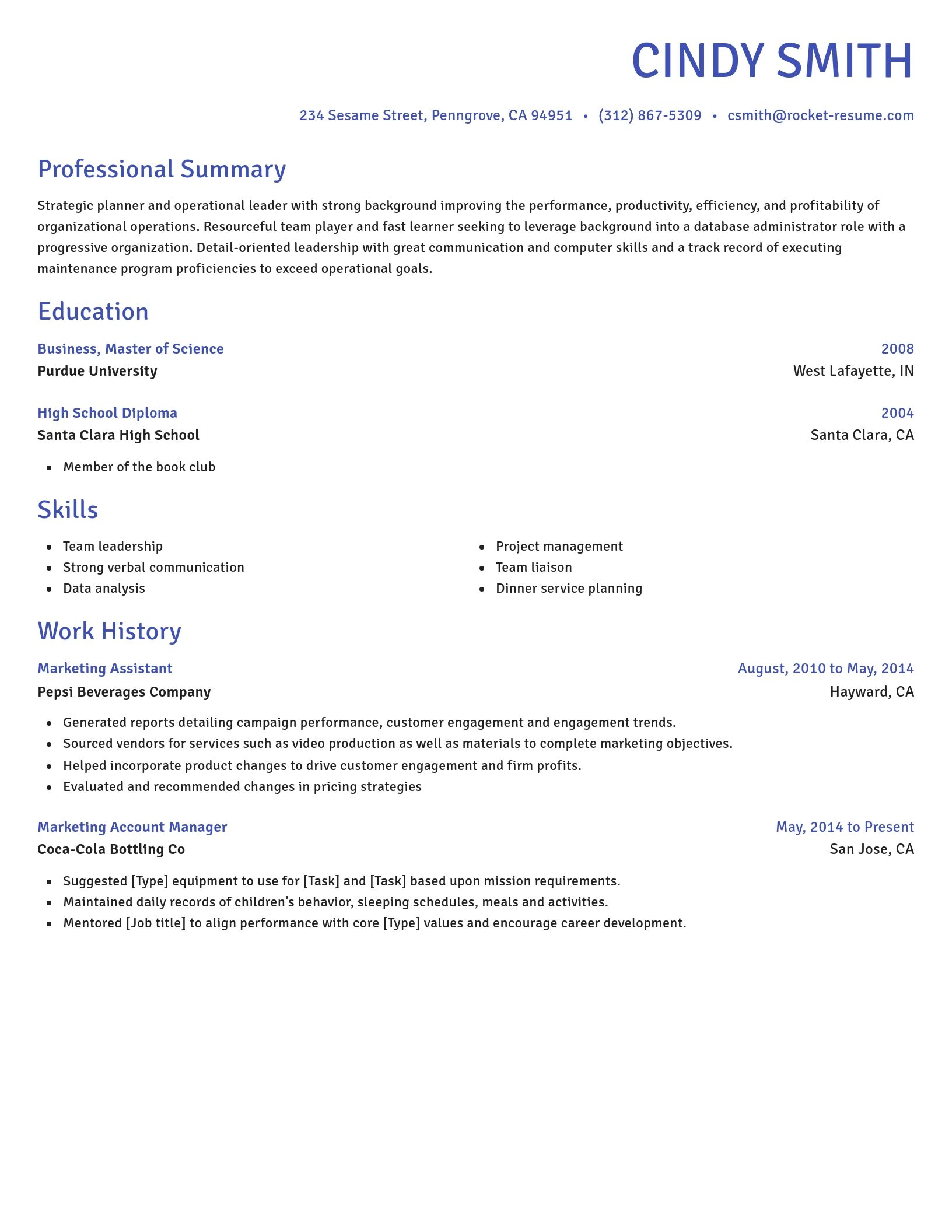 Novel resume template