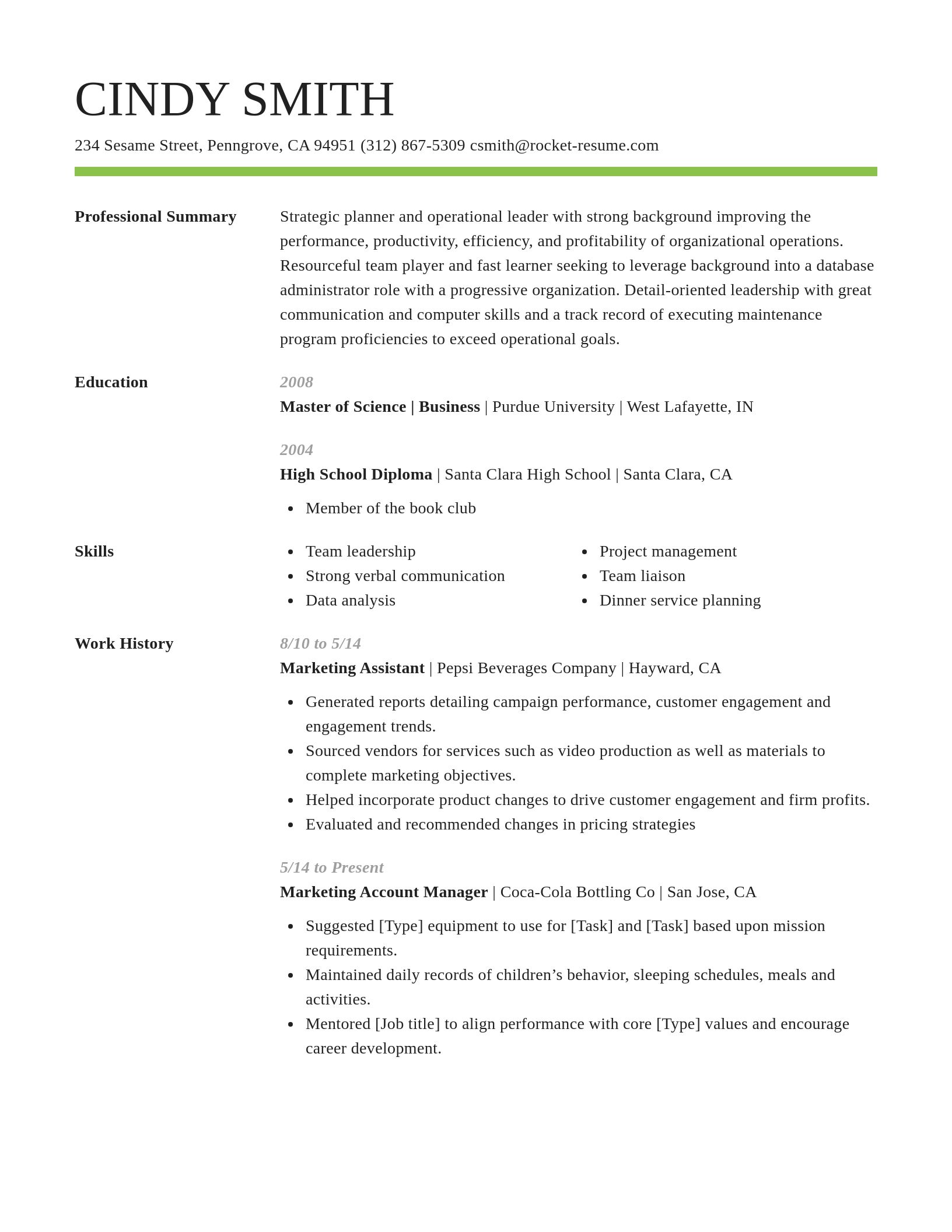 Resume template example